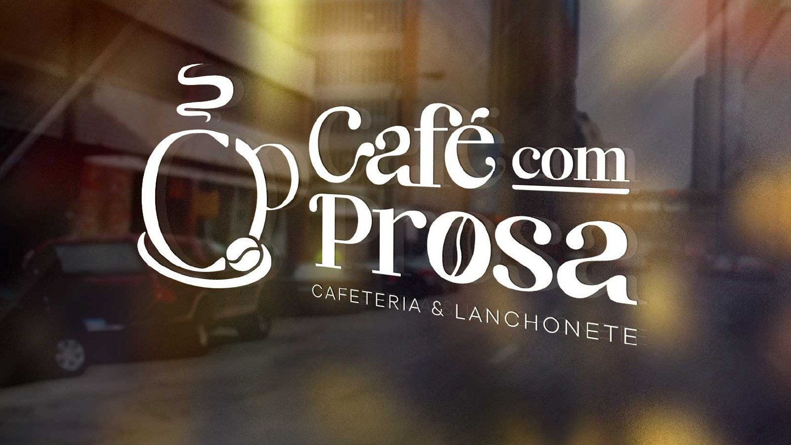 Mockup da identidade visual de Café com Prosa